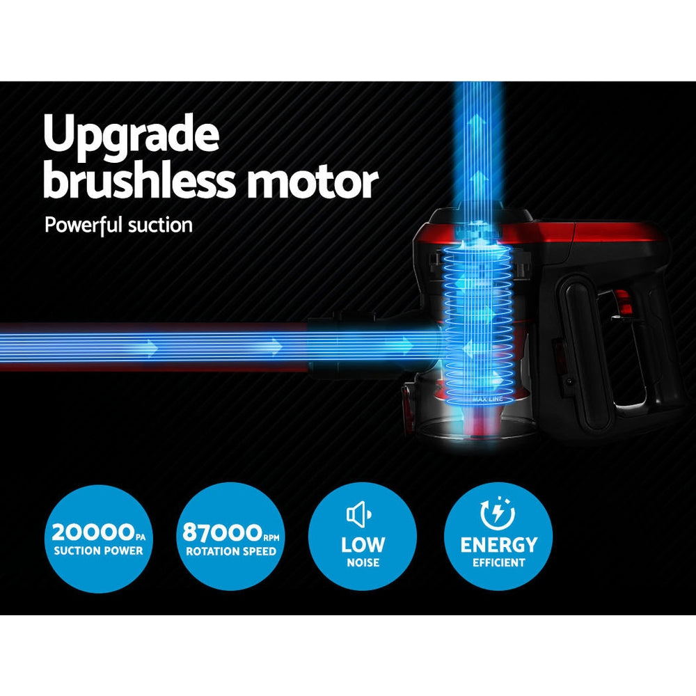 NNEDSZ Devanti Stick Vacuum Cleaner Brushless Cordless 250W Red-4