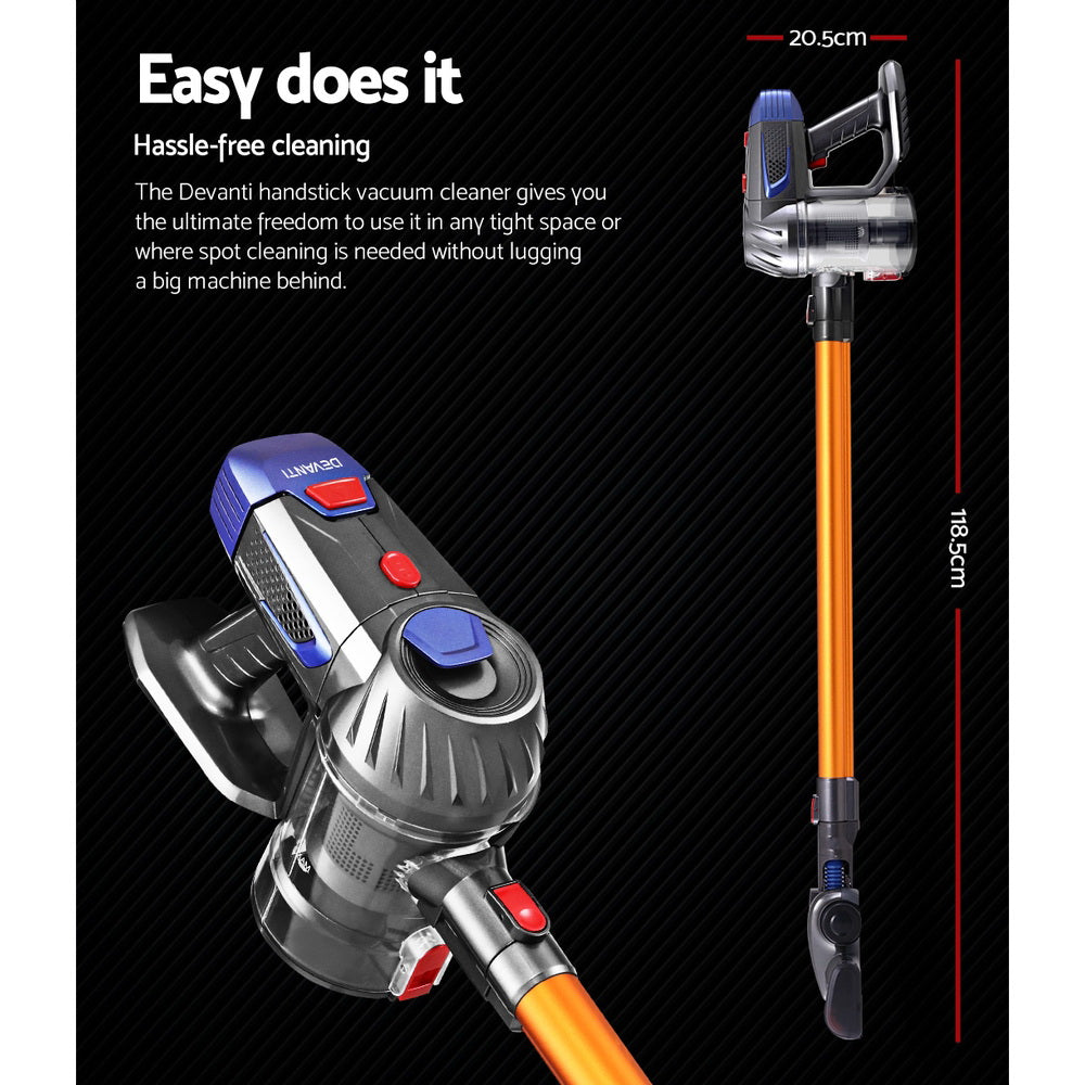 NNEDSZ Devanti Stick Vacuum Cleaner Bagless Cordless 150W Gold-1