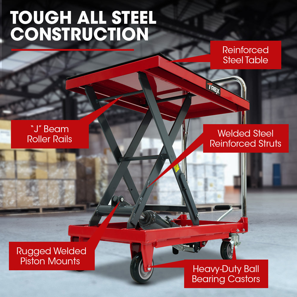 NNEMB 230KG Hydraulic Scissor Lift Platform Trolley, Non-Skid Rubber Platform Pad, for Material Handling-4