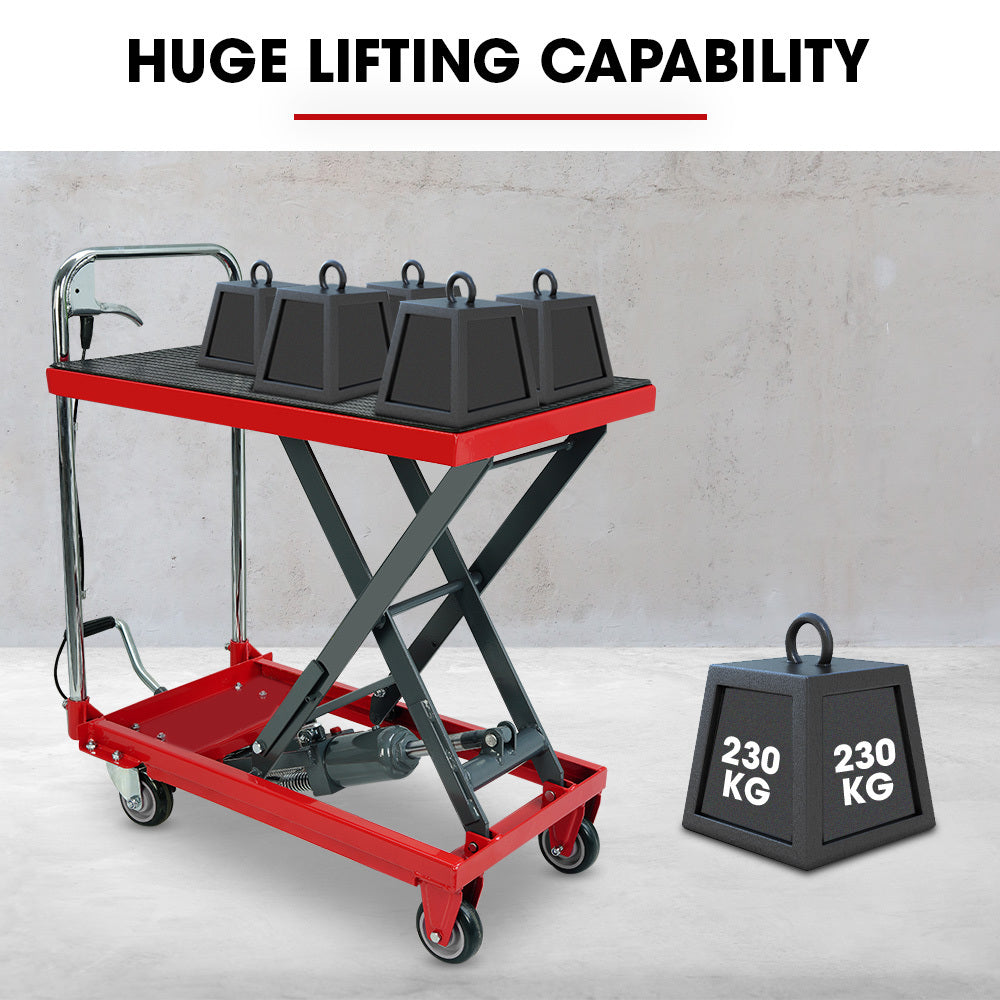 NNEMB 230KG Hydraulic Scissor Lift Platform Trolley, Non-Skid Rubber Platform Pad, for Material Handling-3