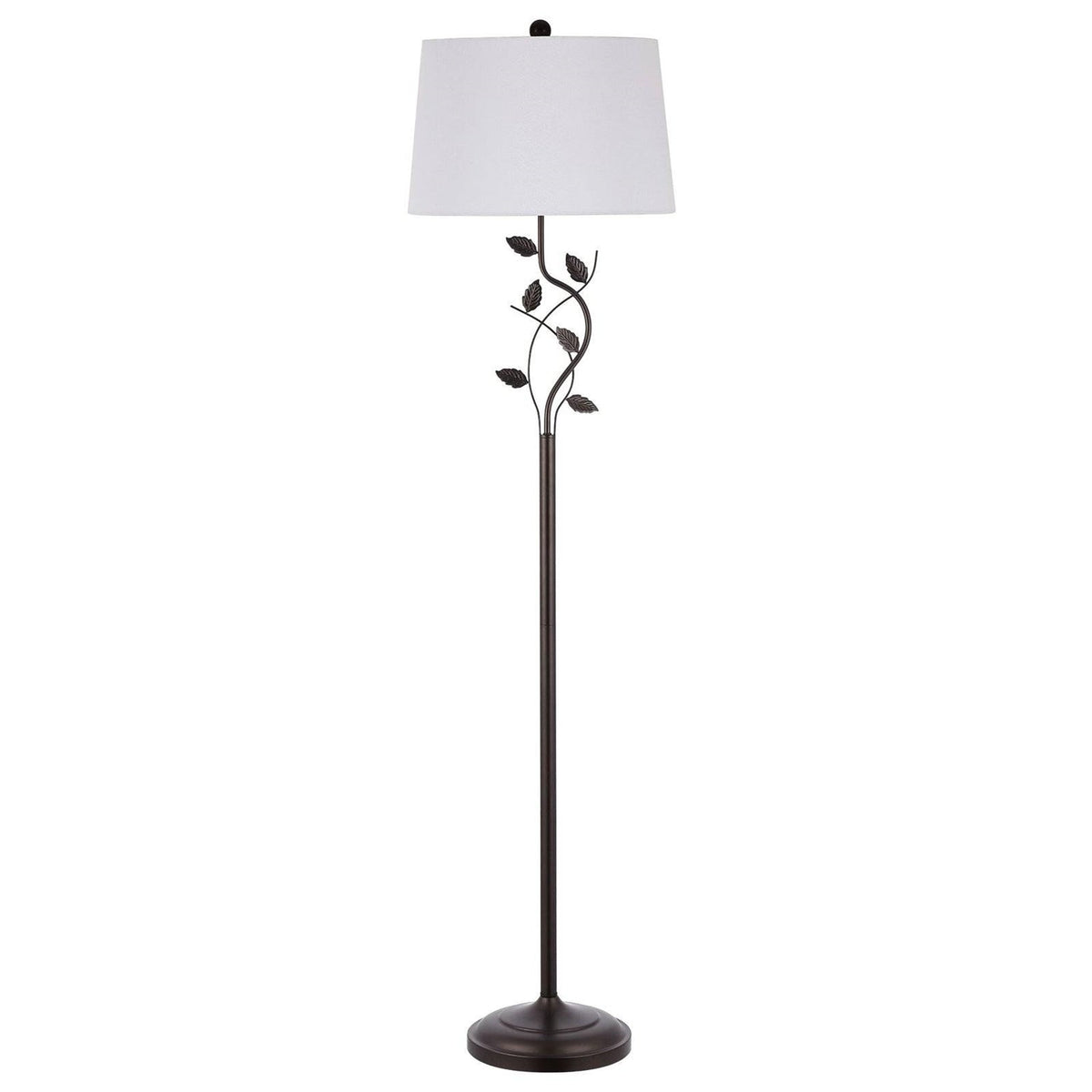 Vine Leaves Floor Lamp in Bronze Finish with White Shade-2