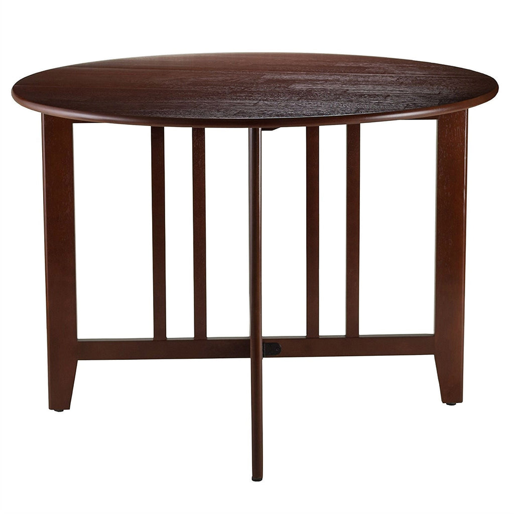 Mission Style Round 42-inch Double Drop Leaf Dining Table-1