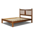 Queen Farmhouse Style Solid Wood Platform Bed Frame with Headboard in Walnut-0