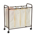 Farmhouse 4 Section Removeable Bag Wheeled Laundry Sorter Cart-0