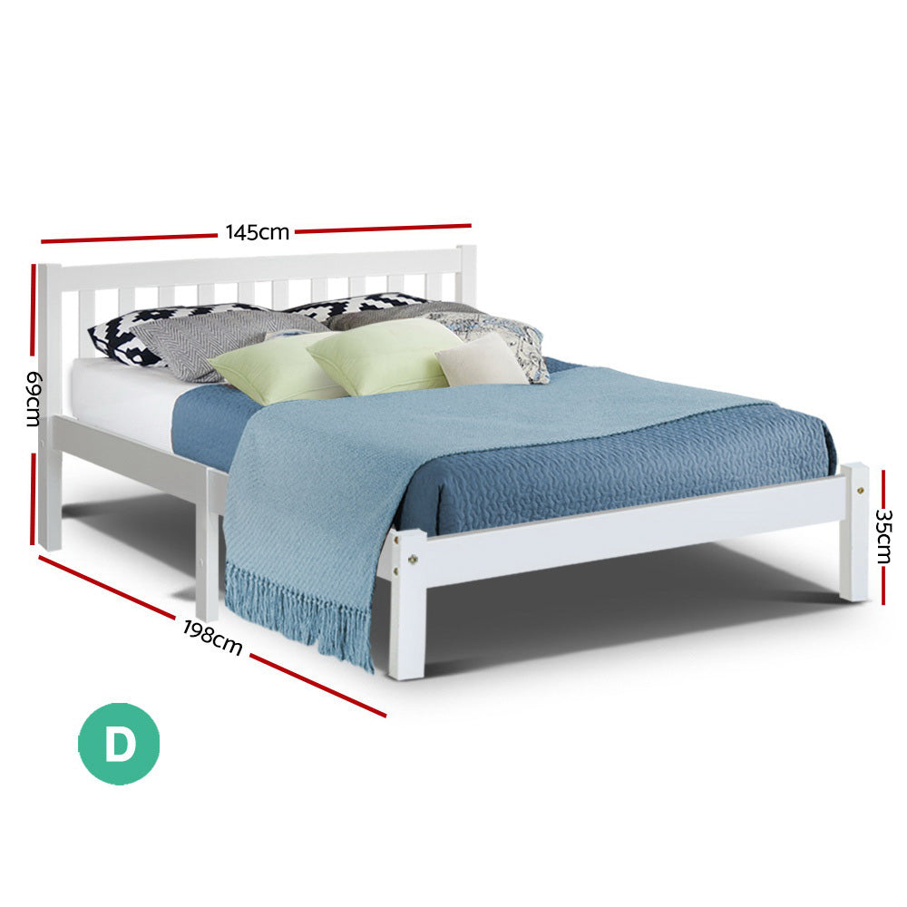 NNEDSZ Double Full Size Wooden Bed Frame SOFIE Pine Timber Mattress Base Bedroom-1
