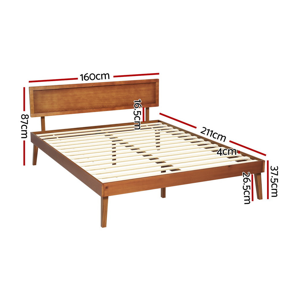 NNEDSZ Bed Frame Queen Size Wooden Bed Base Walnut SPLAY-1
