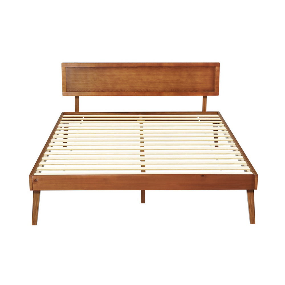 NNEDSZ Bed Frame Queen Size Wooden Bed Base Walnut SPLAY-2