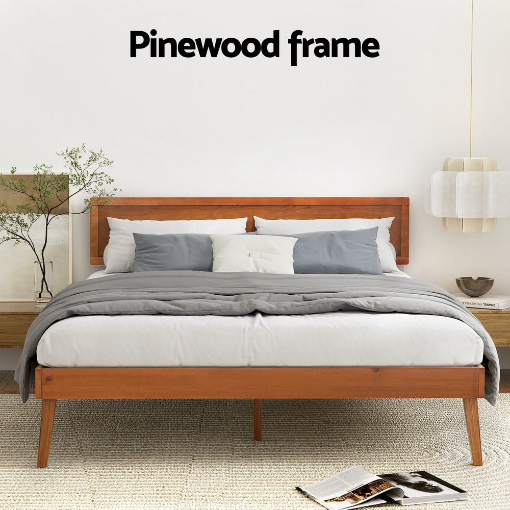 NNEDSZ Bed Frame Queen Size Wooden Bed Base Walnut SPLAY-3