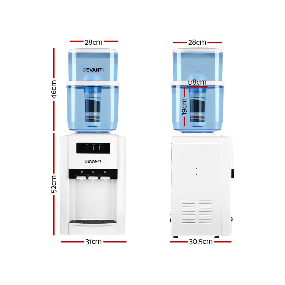 NNEDSZ 22L Bench Top Water Cooler Dispenser Filter Purifier Hot Cold Room Temperature Three Taps-1