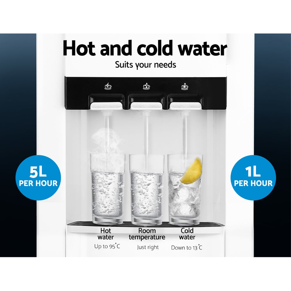 NNEDSZ 22L Bench Top Water Cooler Dispenser Filter Purifier Hot Cold Room Temperature Three Taps-4