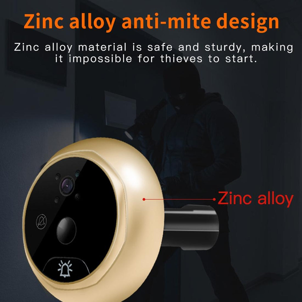 NNEIDS Smart Digital Door Viewer With Motion Detection And Video Alarm - 4.3 Screen - Tf Card Support - Gold-1