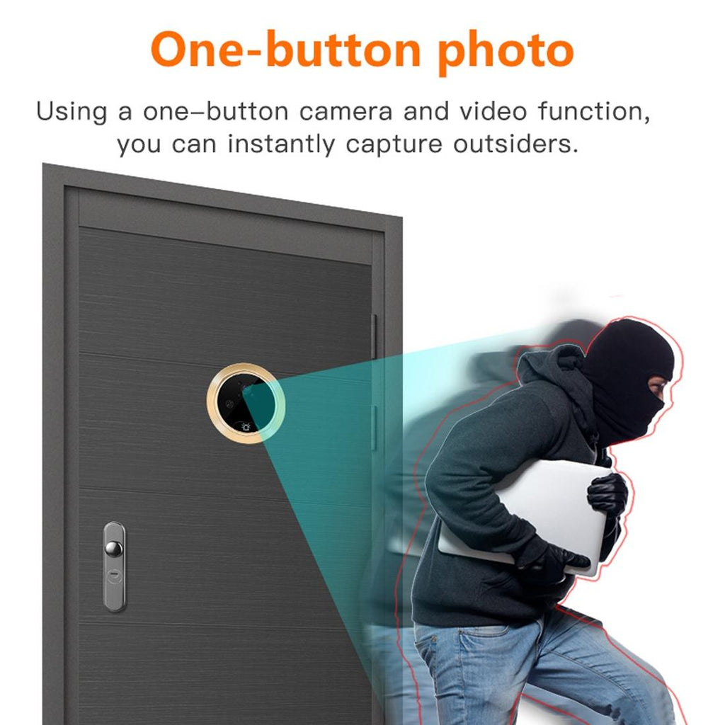 NNEIDS Smart Digital Door Viewer With Motion Detection And Video Alarm - 4.3 Screen - Tf Card Support - Gold-2