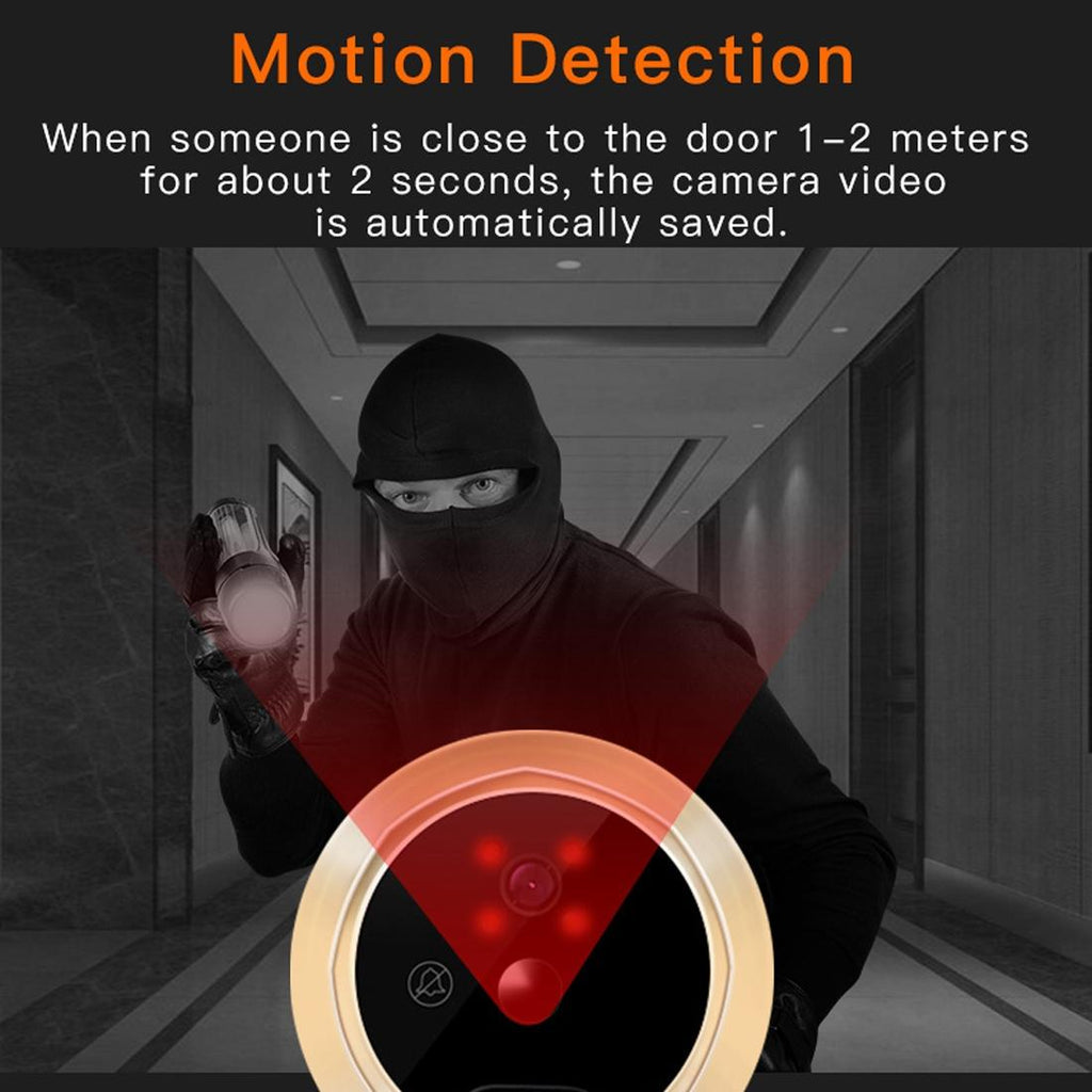 NNEIDS Smart Digital Door Viewer With Motion Detection And Video Alarm - 4.3 Screen - Tf Card Support - Gold-3