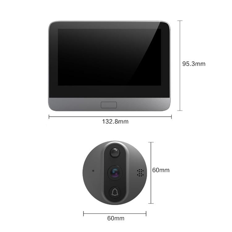 NNEIDS Smart Wifi Video Doorbell - 4.3 Inch Visual Peephole - Black-0