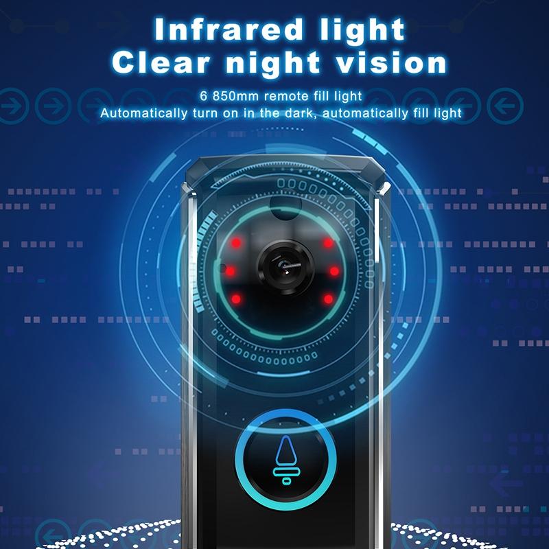NNEIDS Smart Wifi Video Doorbell With Night Vision & Motion Detection - 2-Way Intercom - 32Gb Sd Card - Black-2