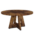 Modern Kitchen 4-Person Circular Dining Table in Rustic Brown Wood Finish-0