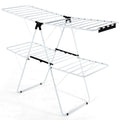 White 2 Level Foldable Clothes Drying Rack Adjustable Height-0