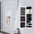 2-in-1 Wall or Door Mounted Jewelry Organizer Full Length Mirror in White-0