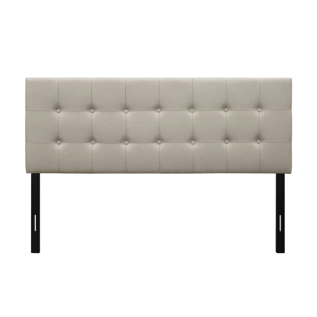 Twin Button-Tufted Headboard in Light Grey Taupe Beige Upholstered Fabric-0