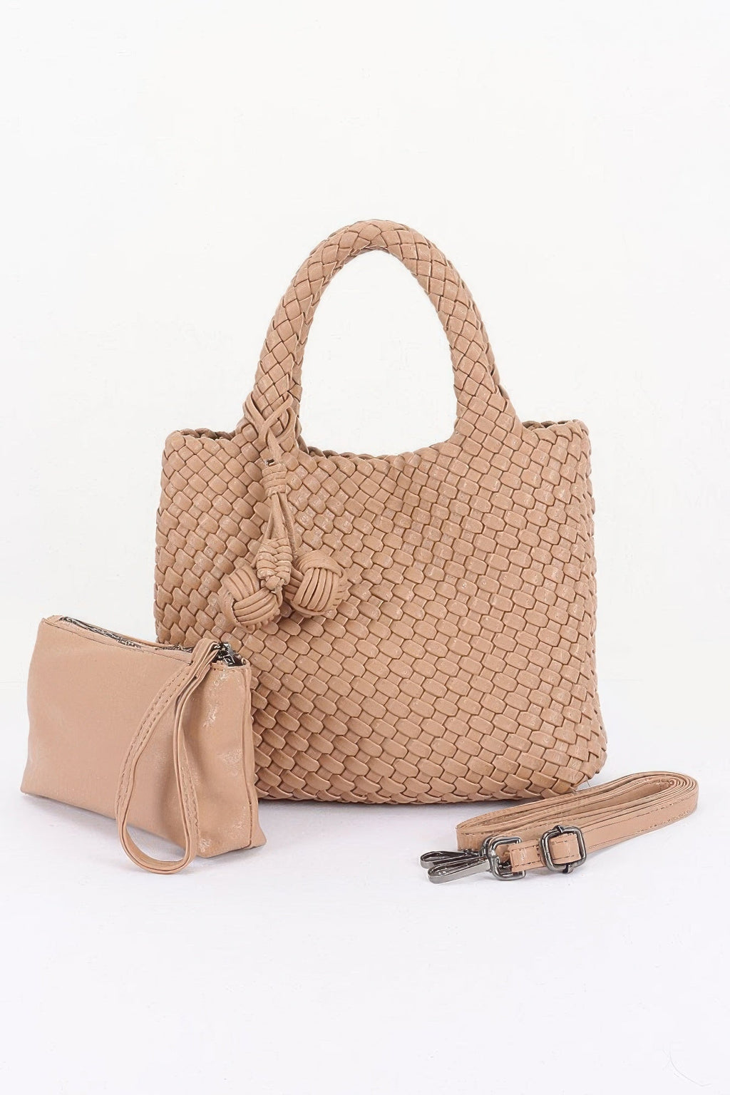 Women's Tote Bag Braided Vegan Leather BYMANYC ® New York CONTEMPORARY WOVEN SHOPPER PURSE - New Collection-0
