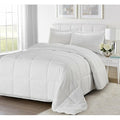 Full/Queen Traditional Microfiber Reversible 3 Piece Comforter Set in White-0