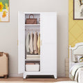 White Metal Multifunctional Storage Armoire Wardrobe Closet-0