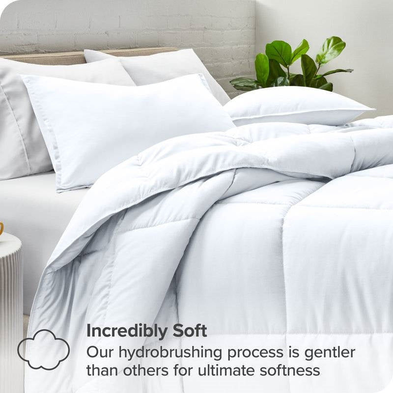 King/Cal King size Super Soft Microfiber Down Alternative Comforter Set White-2