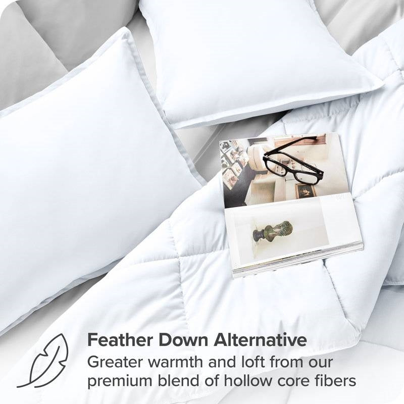 King/Cal King size Super Soft Microfiber Down Alternative Comforter Set White-3