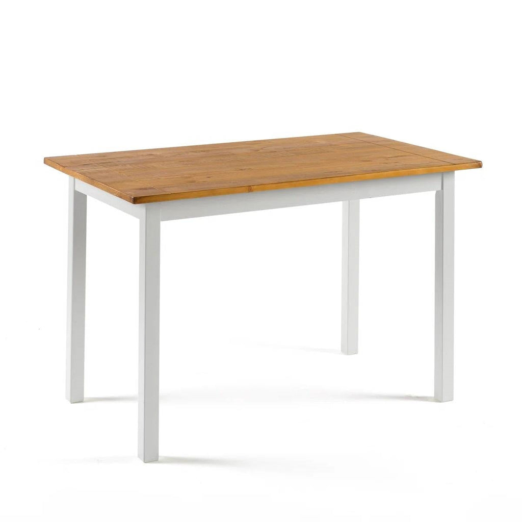 45 x 28 inch Solid Pine Wood Farmhouse Dining Table with White Wooden Legs-1