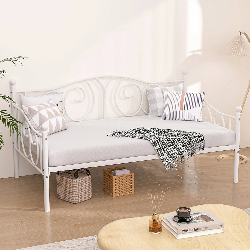 Twin size Victorian White Metal Daybed Frame - 350 lbs. Weight Capacity-1