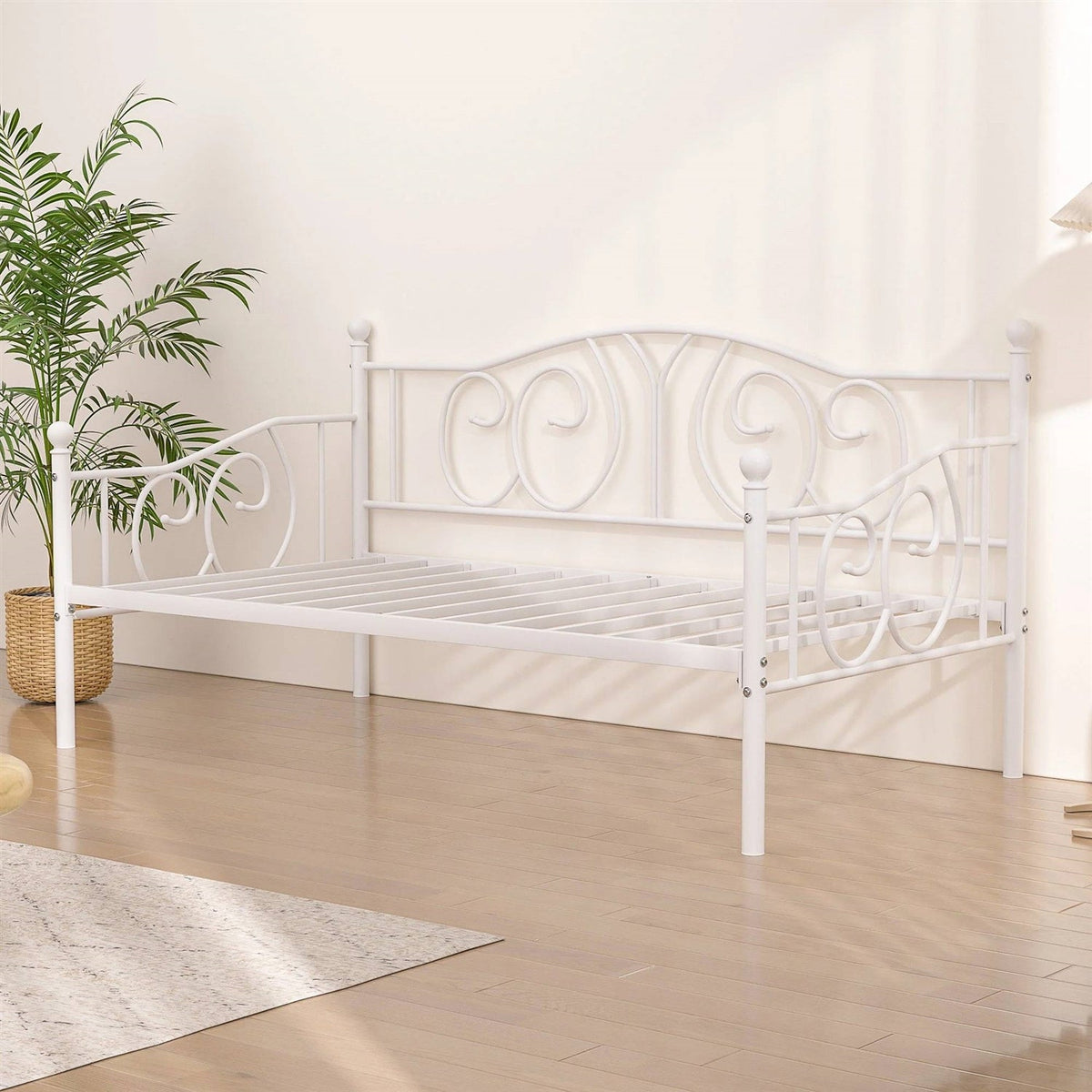 Twin size Victorian White Metal Daybed Frame - 350 lbs. Weight Capacity-3