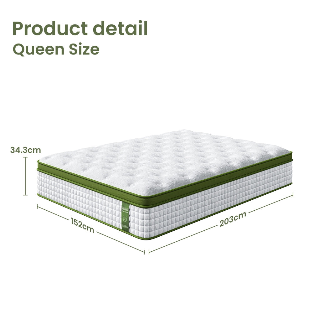 BedStory 34cm Queen Latex Hybrid Mattress Medium Firm - 5 Zone Pocket Spring Bed for Pressure Relief Motion Isolation-2