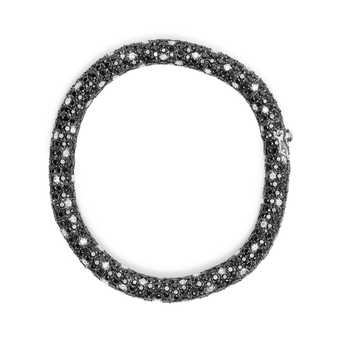 18K White Gold 20.0 Cttw Black and White Pave Set Diamond Eternity Snake Skin Style Tennis Bracelet (Black and G-H Color, SI1-SI2 Clarity) - Size 7"-1