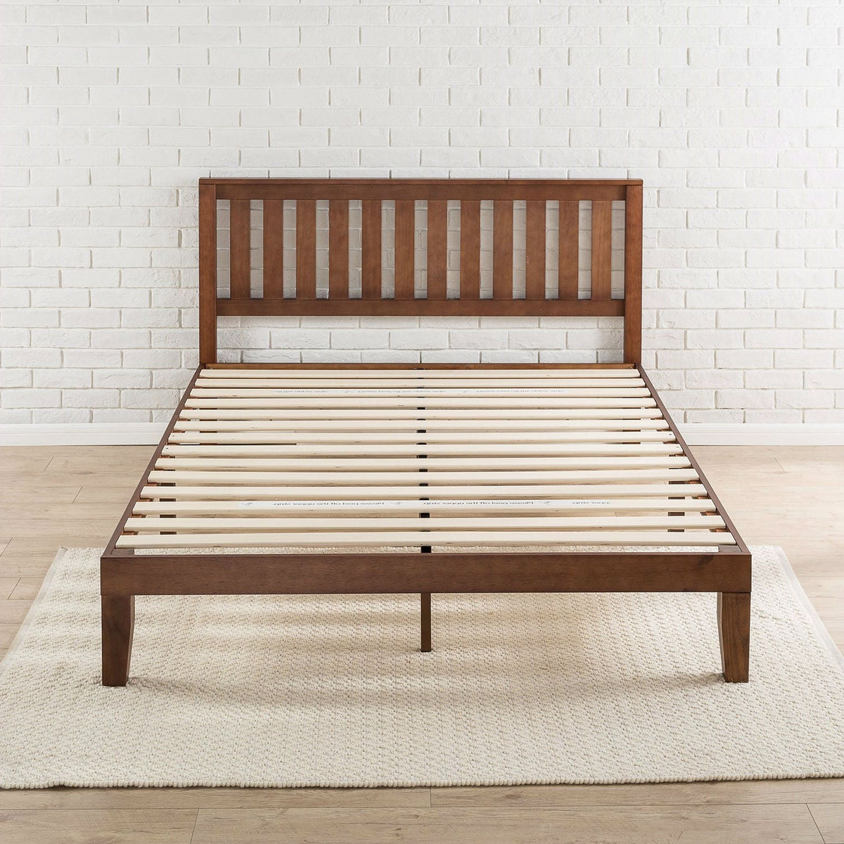 Queen size Mission Style Solid Wood Platform Bed Frame with Headboard in Espresso Finish-0