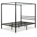 Queen size Modern Black Metal Canopy Bed Frame-0