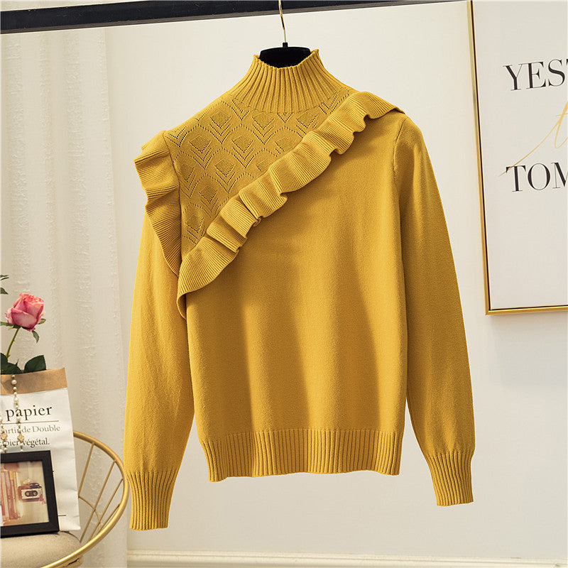 Women's 2020 Autumn Winter Sweet Ruffled Knit Sweater