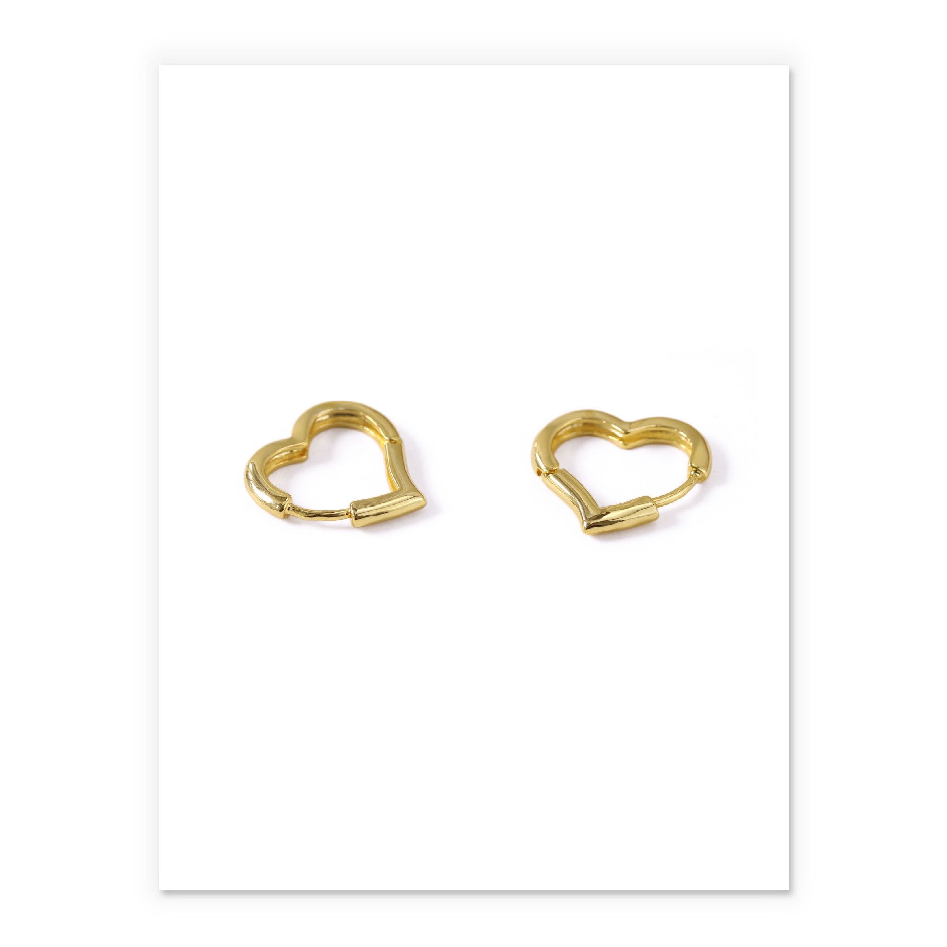 Minimalist Hollow Heart Earrings in Brass with Gold Plating