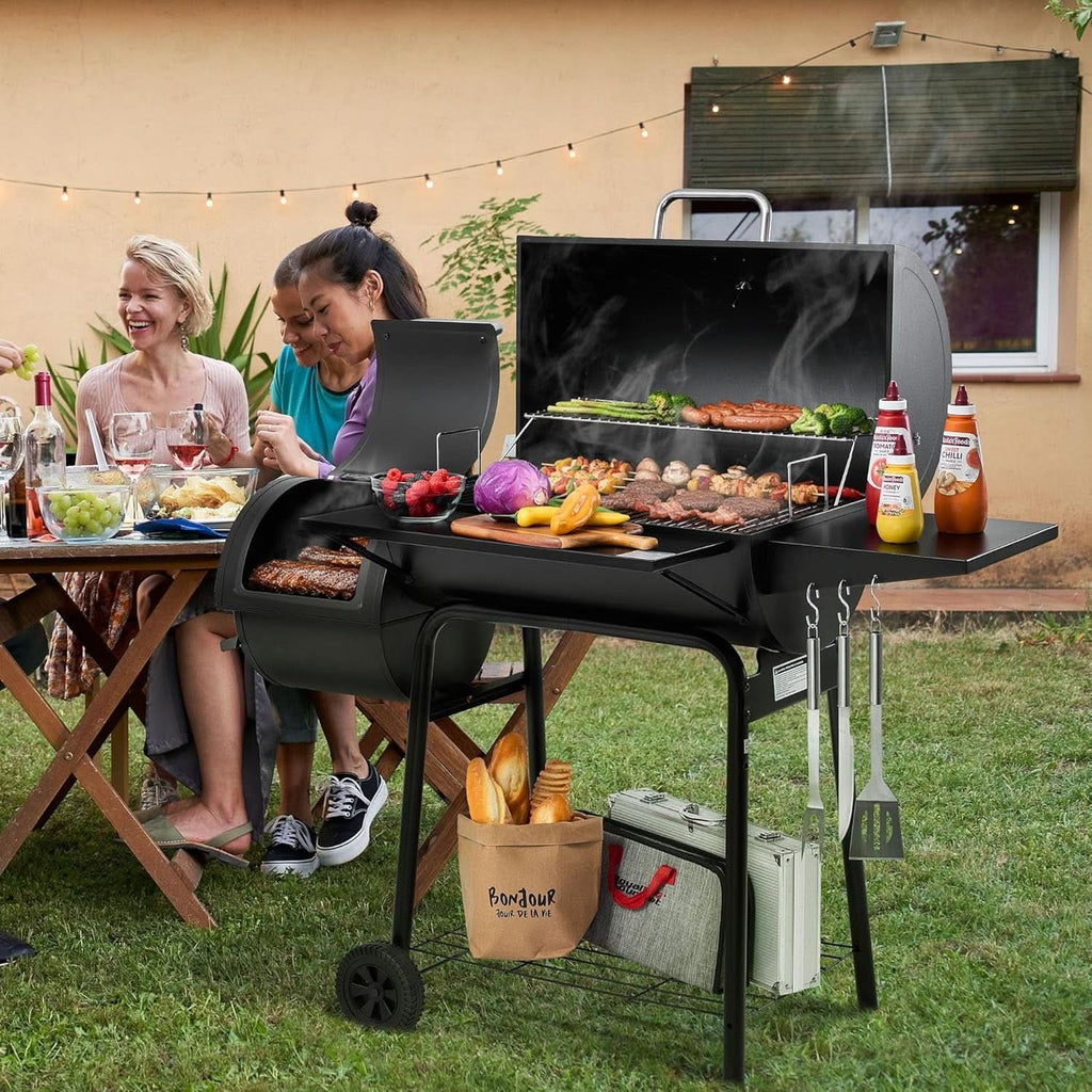 CC1830S Large Capacity Charcoal Grill Offset Smoker-2