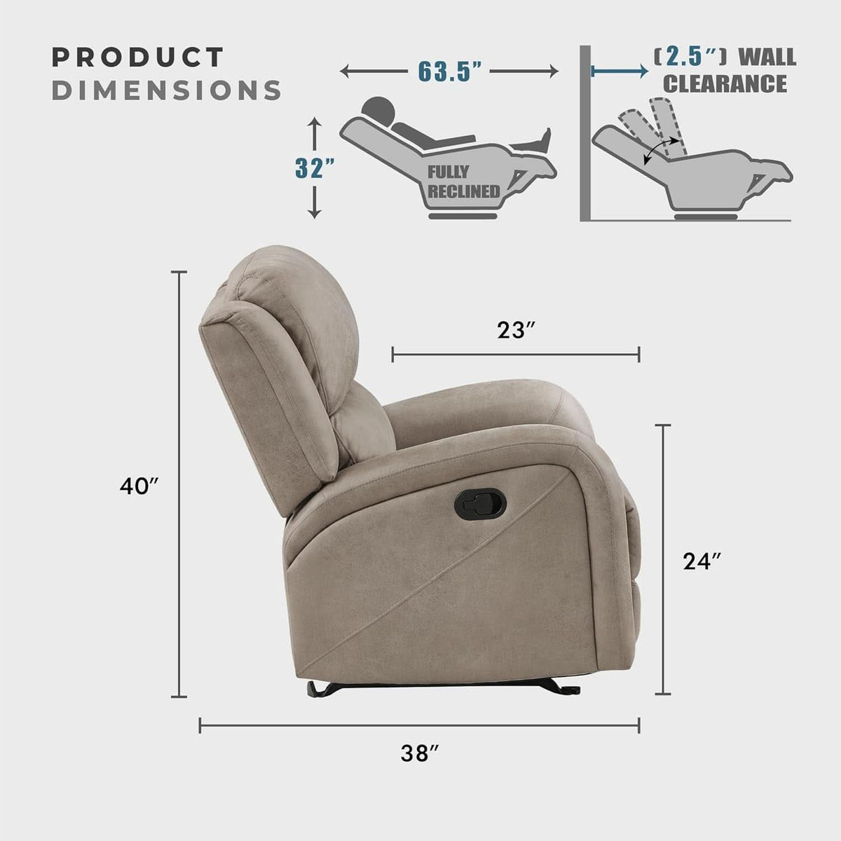 84.5 Inch Brown Recliner Couch Living Sofa Home Theater