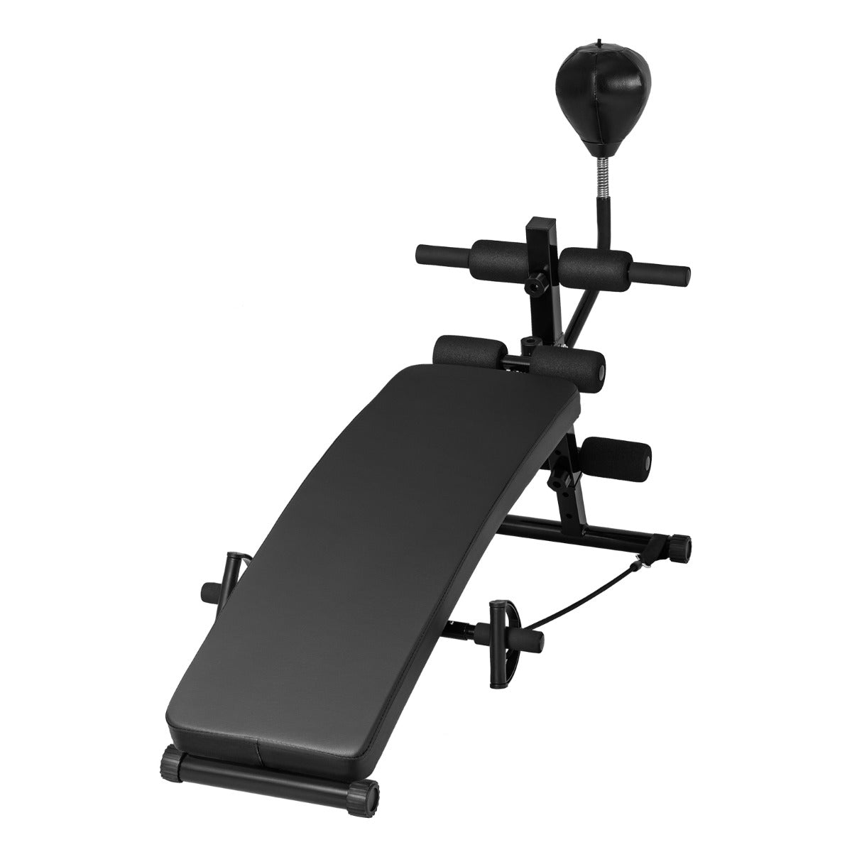 NNECW Foldable Decline Sit Up Bench with Speed Balland 2 Resistance Bands-1