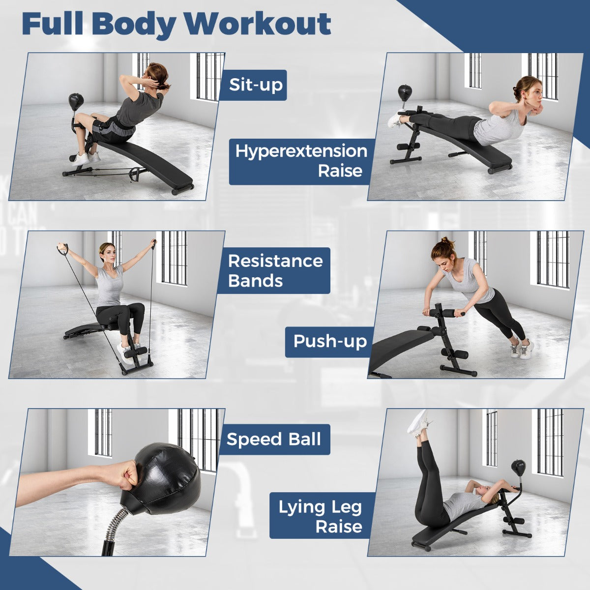 NNECW Foldable Decline Sit Up Bench with Speed Balland 2 Resistance Bands-2