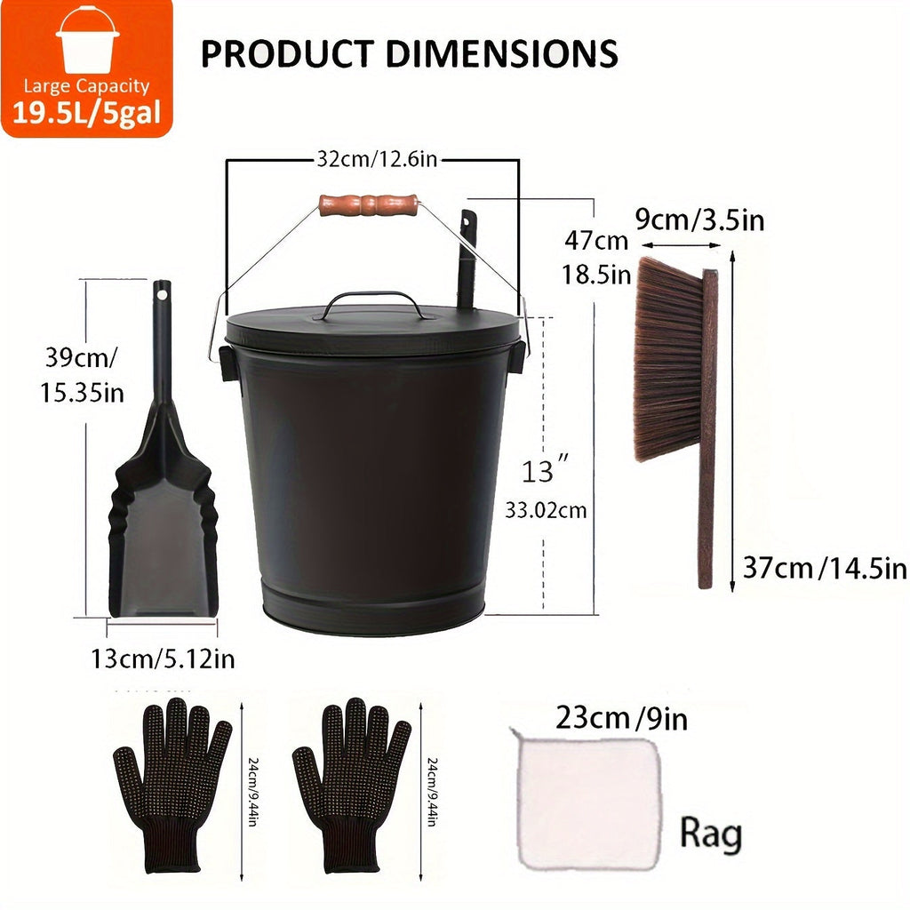 NNETM Galvanized Ash Bucket Set with Shovel-1