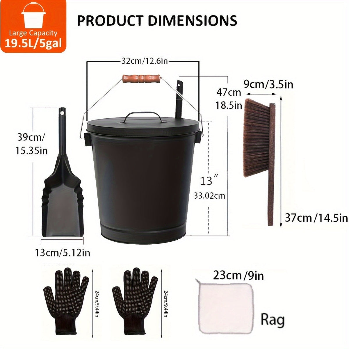 NNETM Galvanized Ash Bucket Set with Shovel-1