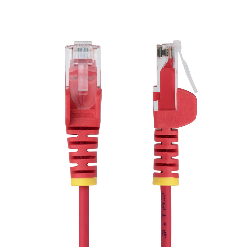 Star Tech 2m Red Slim CAT6 Ethernet Cable, Snagless, 100W PoE, UTP, LSZH, 28AWG Pure Bare Copper Wire, Slim RJ45 Network Patch Cord w/Strain Reliefs, Individually Tested