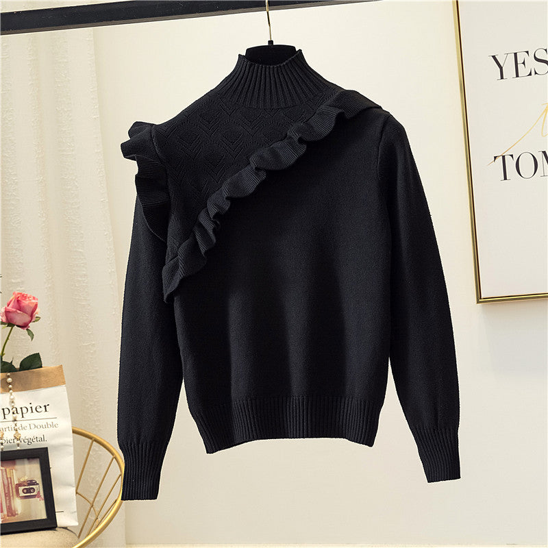 Women's 2020 Autumn Winter Sweet Ruffled Knit Sweater