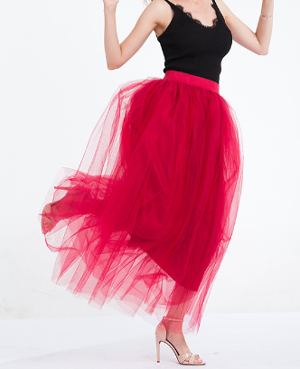 High-Waisted Mesh Midi Skirt for Women