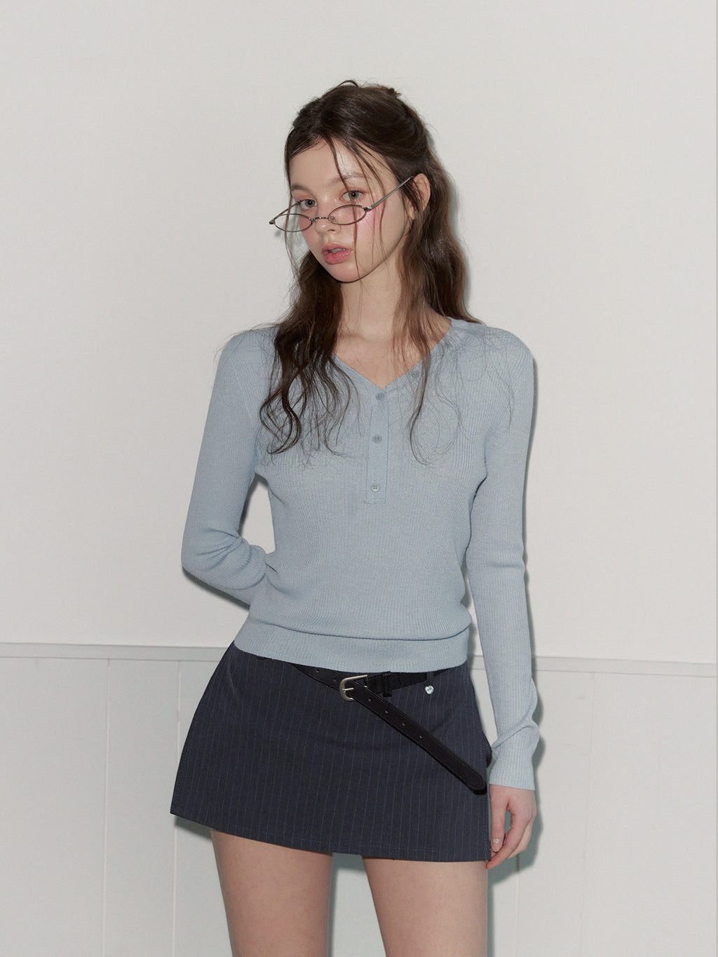 Selfin Stripe Mini Skort (Belt Set)