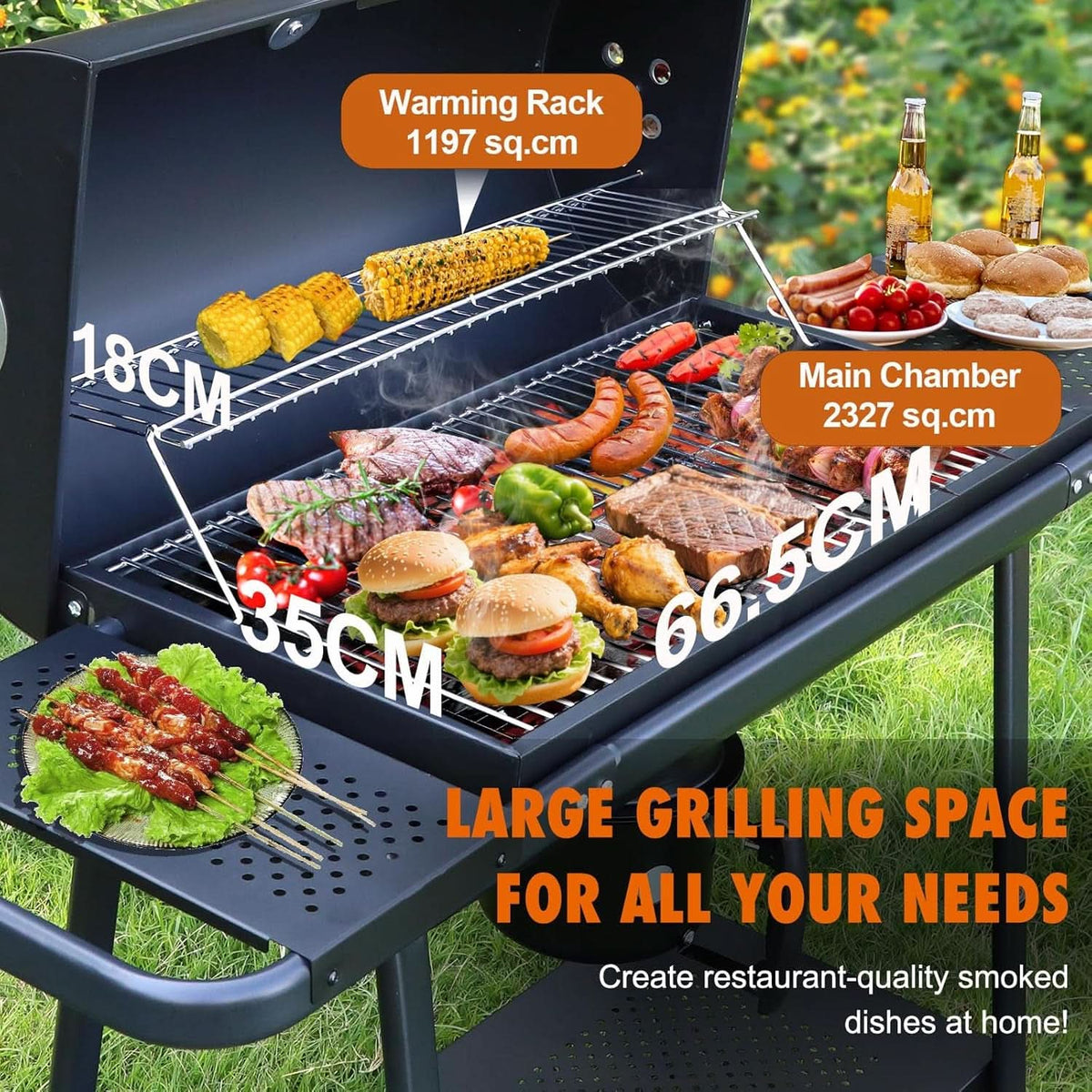Charcoal Barrel Grill Featuring Extra Wide Side Tables-1