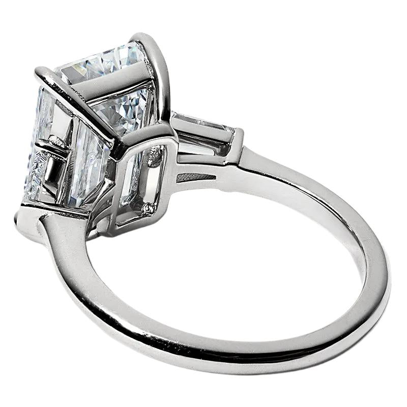 5.50 CTW IGI Certified F/VS Lab Grown Emerald Cut Diamond Ring with Tapered Baguettes in 14K White Gold-1