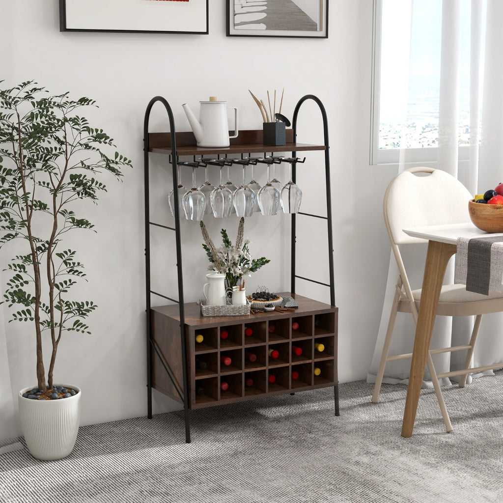 NNECW Baker’s Rack with Detachable Wine Rack and Stemware Holder-0